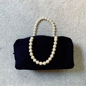 Vintage Tricot Comme des Garcons canvas + faux pearl clutch